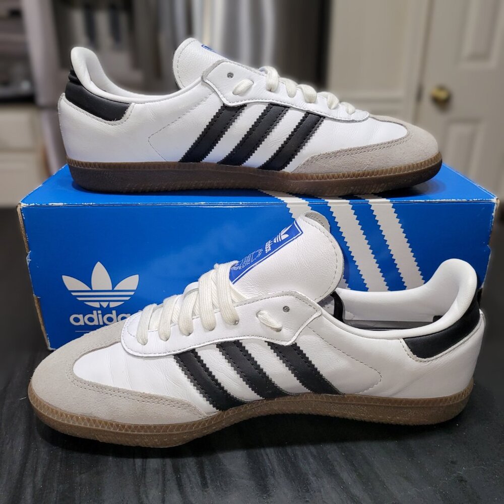 Adidas Samba Men’s Size 7 Originals OG Shoes White & Black Brown Gum B75806 - Picture 12 of 16